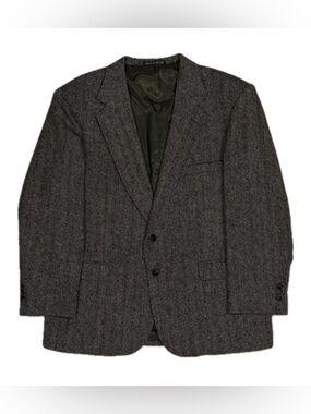 Vintage Towncraft 100% Shetland Wool Grey Herringbone Blazer Jacket Men’s 44S